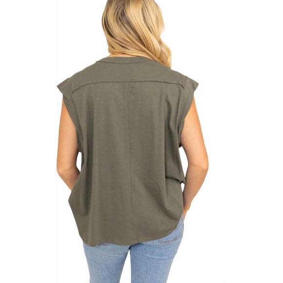 NEW KARLIE scoop muscle tank in olive - Picture 4 of 4